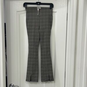 Gray Plaid Flare Pants